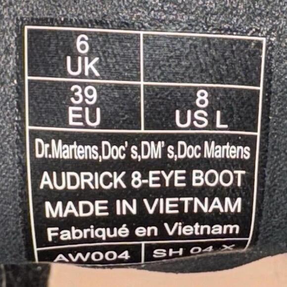 Dr Martens Audrick 8 Eye Platform Boots Black Leather Womens Size 8 Combat - Picture 8 of 8